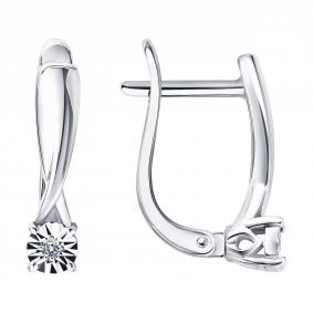 Серебряные серьги SOKOLOV 87020121 с бриллиантом 87020121 фото