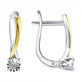 Серебряные серьги SOKOLOV 87020122 с бриллиантом 87020122 фото