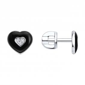 Серебряные серьги SOKOLOV 87020124 с бриллиантом и эмалью 87020124 фото