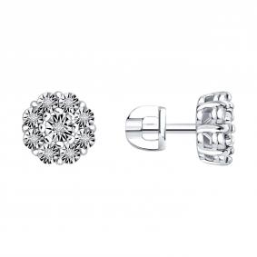 Серебряные серьги SOKOLOV 87020142 с бриллиантом 87020142 фото