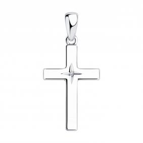 Серебряная подвеска SOKOLOV 87030018 с бриллиантом 87030018 фото