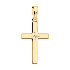 Подвеска из золочёного серебра SOKOLOV 87030024 с бриллиантом 87030024 фото