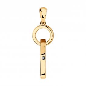 Подвеска из золочёного серебра SOKOLOV 87030025 с бриллиантом 87030025 фото