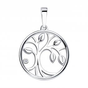 Серебряная подвеска SOKOLOV 87030059 с бриллиантом 87030059 фото