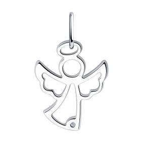 Серебряная подвеска SOKOLOV 87030061 с бриллиантом 87030061 фото