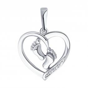 Серебряная подвеска Пяточка SOKOLOV с бриллиантом 87030065 87030065 фото