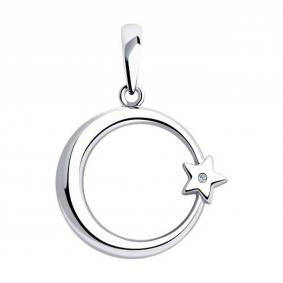 Серебряная подвеска SOKOLOV 87030067 с бриллиантом 87030067 фото