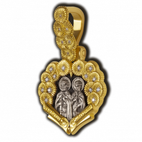 Серебряная подвеска Иконка Святые Петр и Феврония ЮЗ Елизавета 8706-20ф 8706-20ф фото