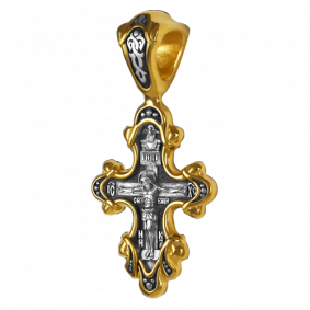 Серебряная подвеска-крест Распятие Христово. Дмитрий Солунский.Ангел-Хранитель ЮЗ Елизавета 8707 8707 фото