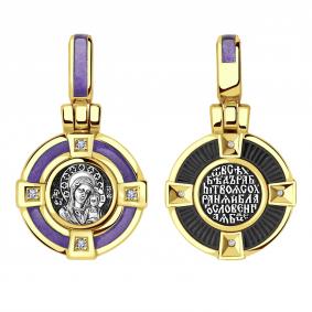 Серебряная подвеска-иконка Божией Матери Казанская ЮЗ Елизавета с фианитом и эмалью 8717-4ф-3 8717-4ф-3 фото