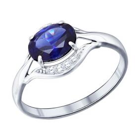 Серебряное кольцо SOKOLOV 88010001 с фианитом, сапфировым корундом и гидротермальным сапфиром 88010001 фото