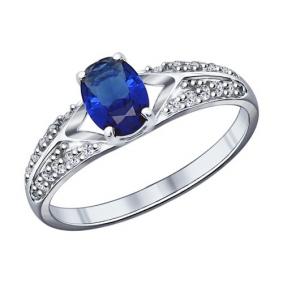 Серебряное кольцо SOKOLOV 88010014 с фианитом и сапфировым корундом 88010014 фото