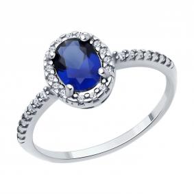 Серебряное кольцо SOKOLOV 88010075-91 с фианитом и сапфировым корундом 88010075-91 фото