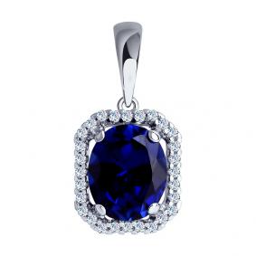 Серебряная подвеска SOKOLOV 88030002 с фианитом и сапфировым корундом 88030002 фото