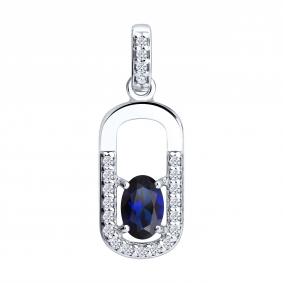 Серебряная подвеска SOKOLOV 88030019 с фианитом и сапфировым корундом 88030019 фото