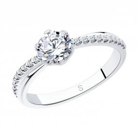 Помолвочное кольцо из серебра SOKOLOV с фианитом SWAROVSKI 89010002 89010002 фото