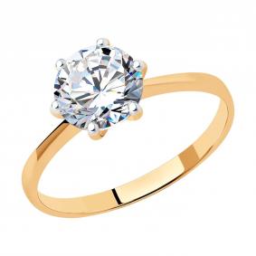 Кольцо из золочёного серебра SOKOLOV 89010075 с Swarovski 89010075 фото