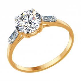 Кольцо из золочёного серебра SOKOLOV 89010077 с Swarovski 89010077 фото