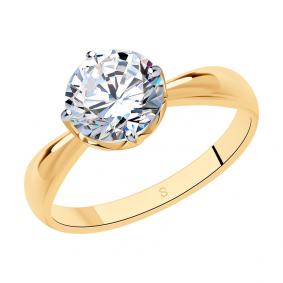 Кольцо из золочёного серебра SOKOLOV 89010098 с Swarovski 89010098 фото