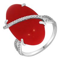 Серебряное кольцо Золотые узоры 90-01-5666-00 с цирконием и кораллом 90-01-5666-00 фото
