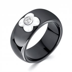 Серебряное кольцо Золотые узоры 90-01-6968-01 с керамикой и цирконием 90-01-6968-01 фото