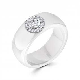 Серебряное кольцо Золотые узоры 90-01-6971-01 с керамикой и цирконием 90-01-6971-01 фото