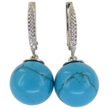 Серебряные серьги Золотые узоры 90-02-1714 с бирюзой и цирконием 90-02-1714 фото