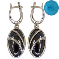 Серебряные серьги Золотые узоры 90-02-1886 с бирюзой 90-02-1886 фото