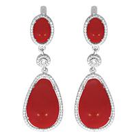 Серебряные серьги Золотые узоры 90-02-3903 с цирконием и кораллом 90-02-3903 фото