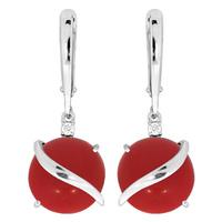 Серебряные серьги Золотые узоры 90-02-4075 с цирконием и кораллом 90-02-4075 фото