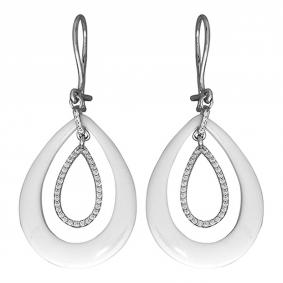 Серебряные серьги Золотые узоры 90-02-4383-00 с керамикой и цирконием 90-02-4383-00 фото