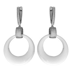 Серебряные серьги Золотые узоры 90-02-4390-00 с керамикой и цирконием 90-02-4390-00 фото