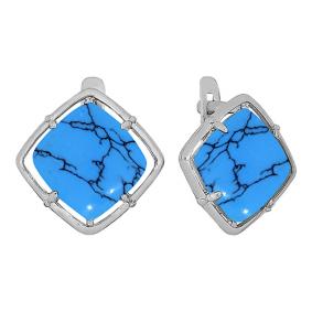 Серебряные серьги Золотые узоры 90-02-4895-00 с бирюзой 90-02-4895-00 фото