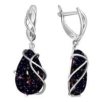 Серебряные серьги Золотые узоры 90-02-5936-00 с авантюрином 90-02-5936-00 фото