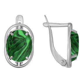 Серебряные серьги Золотые узоры 90-02-6118-00 с малахитом 90-02-6118-00 фото