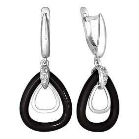 Серебряные серьги Золотые узоры 90-02-6310-00 с керамикой и цирконием 90-02-6310-00 фото