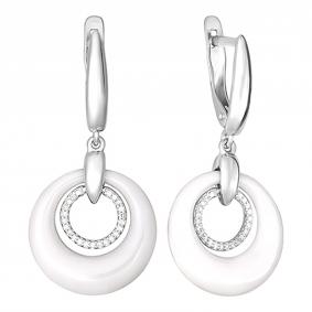 Серебряные серьги Золотые узоры 90-02-6317-00 с керамикой и цирконием 90-02-6317-00 фото