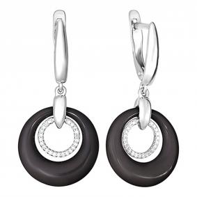 Серебряные серьги Золотые узоры 90-02-6318-00 с керамикой и цирконием 90-02-6318-00 фото