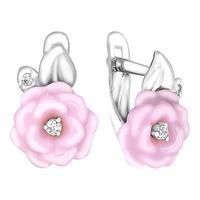 Серебряные серьги Золотые узоры 90-02-6378-00 с керамикой и цирконием 90-02-6378-00 фото