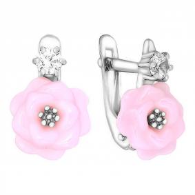 Серебряные серьги Золотые узоры 90-02-6380-00 с керамикой и цирконием 90-02-6380-00 фото