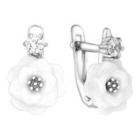 Серебряные серьги Золотые узоры 90-02-6381-00 с керамикой и цирконием 90-02-6381-00 фото