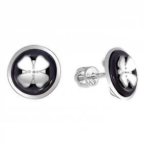 Серебряные серьги Золотые узоры 90-02-6553-00 с керамикой и цирконием 90-02-6553-00 фото