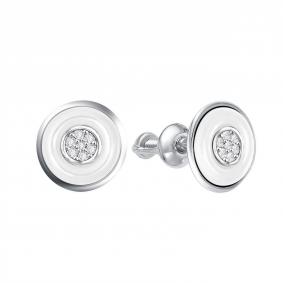 Серебряные серьги Золотые узоры 90-02-6608-00 с керамикой и цирконием 90-02-6608-00 фото