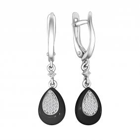 Серебряные серьги Золотые узоры 90-02-6947-00 с керамикой и цирконием 90-02-6947-00 фото