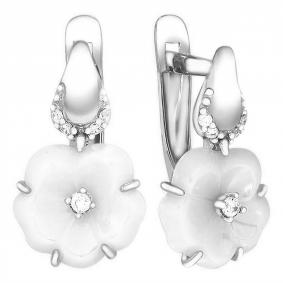 Серебряные серьги Золотые узоры 90-02-6986-00 с керамикой и цирконием 90-02-6986-00 фото