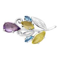 Серебряная брошь Золотые узоры 90-04-0310-00 с цирконием 90-04-0310-00 фото