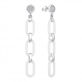 Серебряные серьги Золотые узоры 90-62-0185-00 с керамикой и цирконием 90-62-0185-00 фото