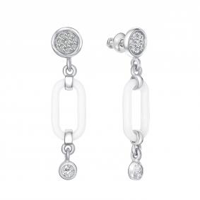 Серебряные серьги Золотые узоры 90-62-0191-00 с керамикой и цирконием 90-62-0191-00 фото