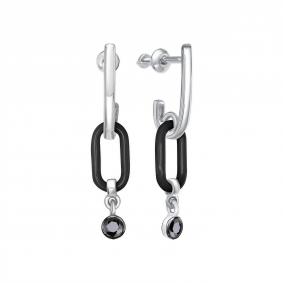 Серебряные серьги Золотые узоры 90-62-0192-00 с керамикой и цирконием 90-62-0192-00 фото