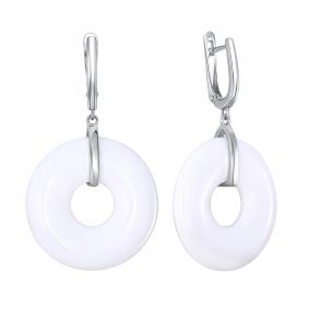 Серебряные серьги Золотые узоры 90-62-0195-00 с керамикой 90-62-0195-00 фото